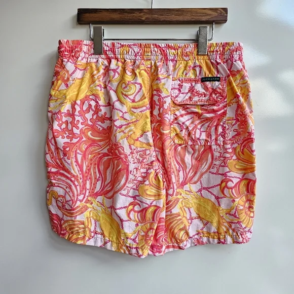 Lilly Pulitzer Men's Capri Trunk Yellow Pink Drawstring Mesh Lined Swim Shorts M - Picture 5 of 14